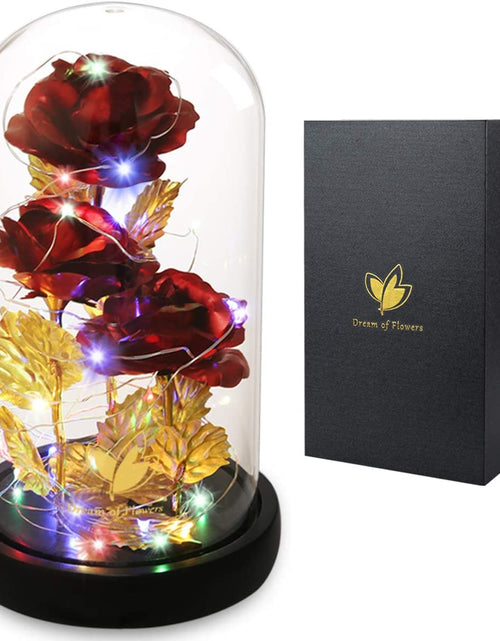 Load image into Gallery viewer, Valentines Day Rose Gifts for Her Galaxy Flower Rose in Glass Dome with 2 Light Modes,Enchanted Rose Light up Rose Valentines Anniversary Birthday Gifts for Wife Girlfriend Women Mom Best Friend Her
