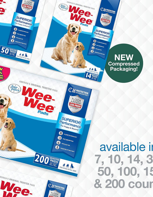 Load image into Gallery viewer, Wee-Wee Superior Performance Pee Pads for Dogs - Dog &amp; Puppy Pads for Potty Training - Dog Housebreaking &amp; Puppy Supplies - 22" X 23" (200 Count)
